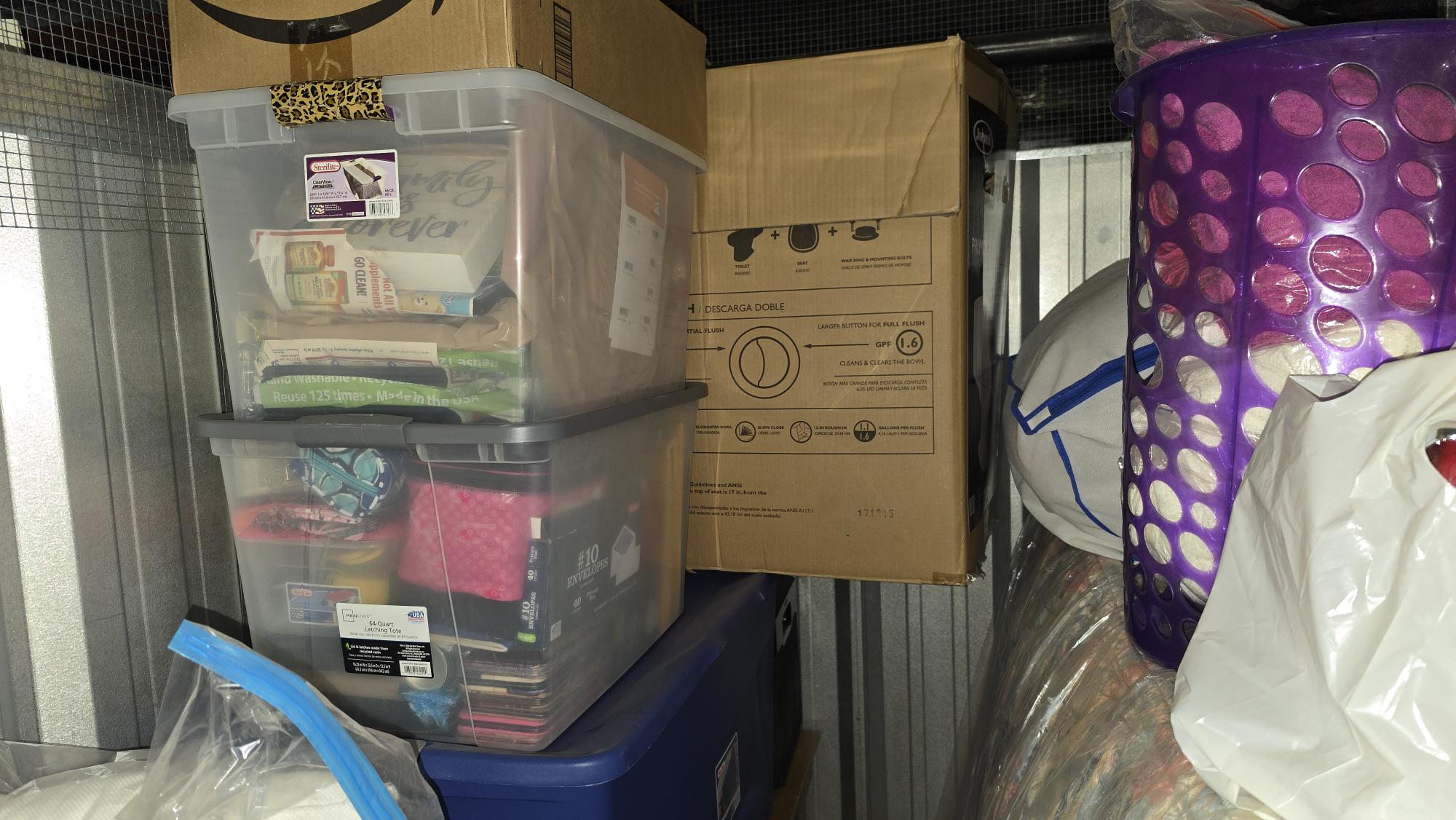 Unit 2427 contents – boxes and storage bins