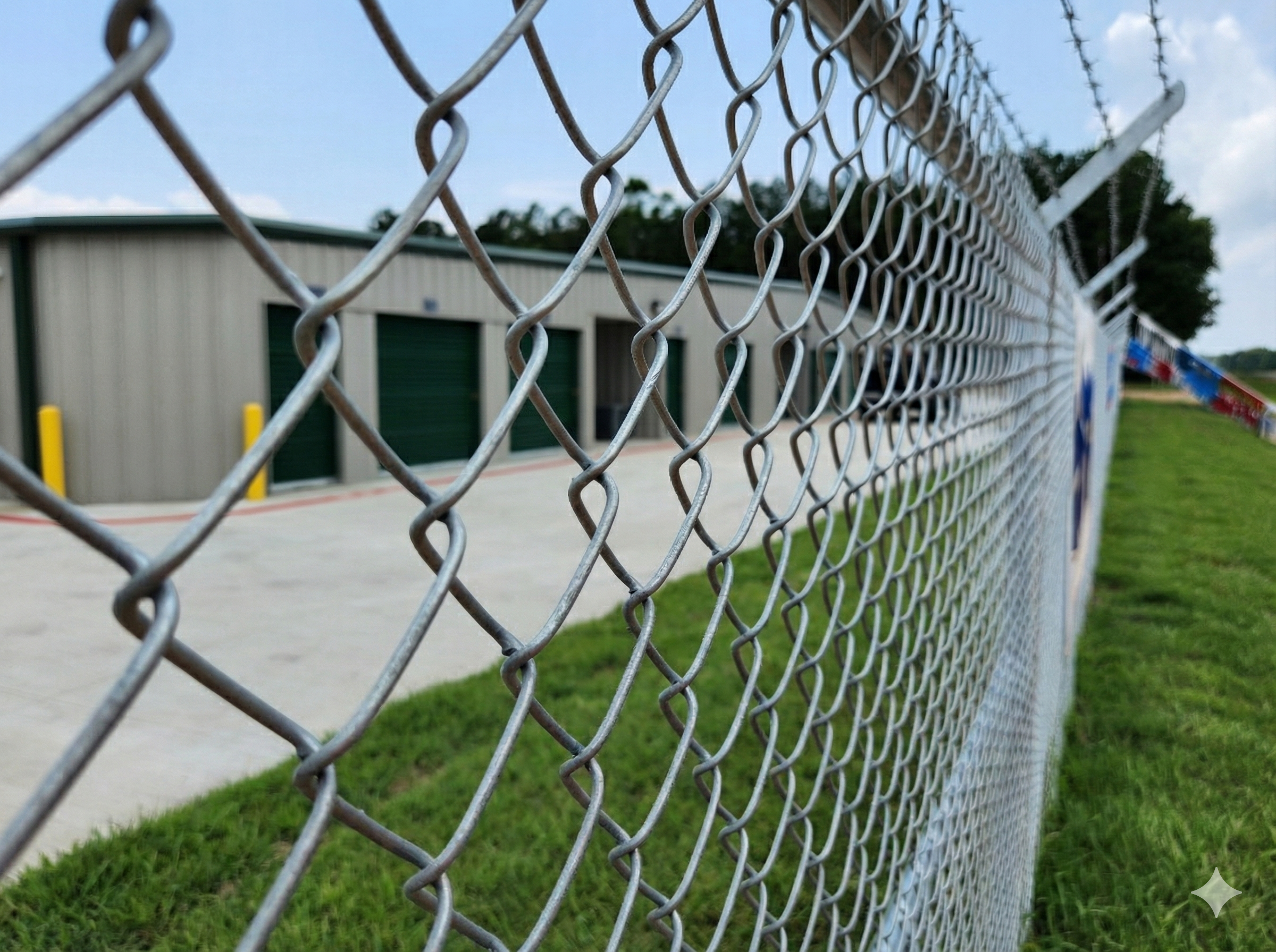 Pine View Storage building exterior and outdoor parking spaces