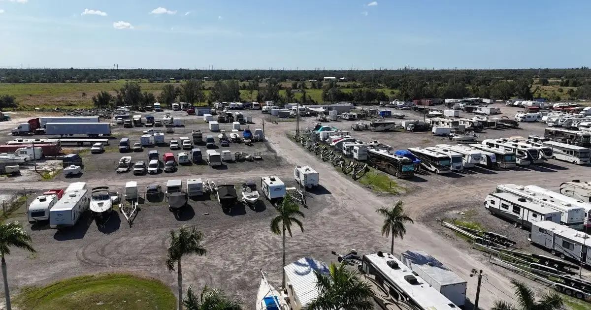 RV and boat storage facility with outdoor parking