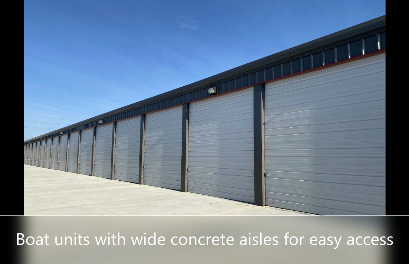 Boat units with wide concrete aisles for easy access