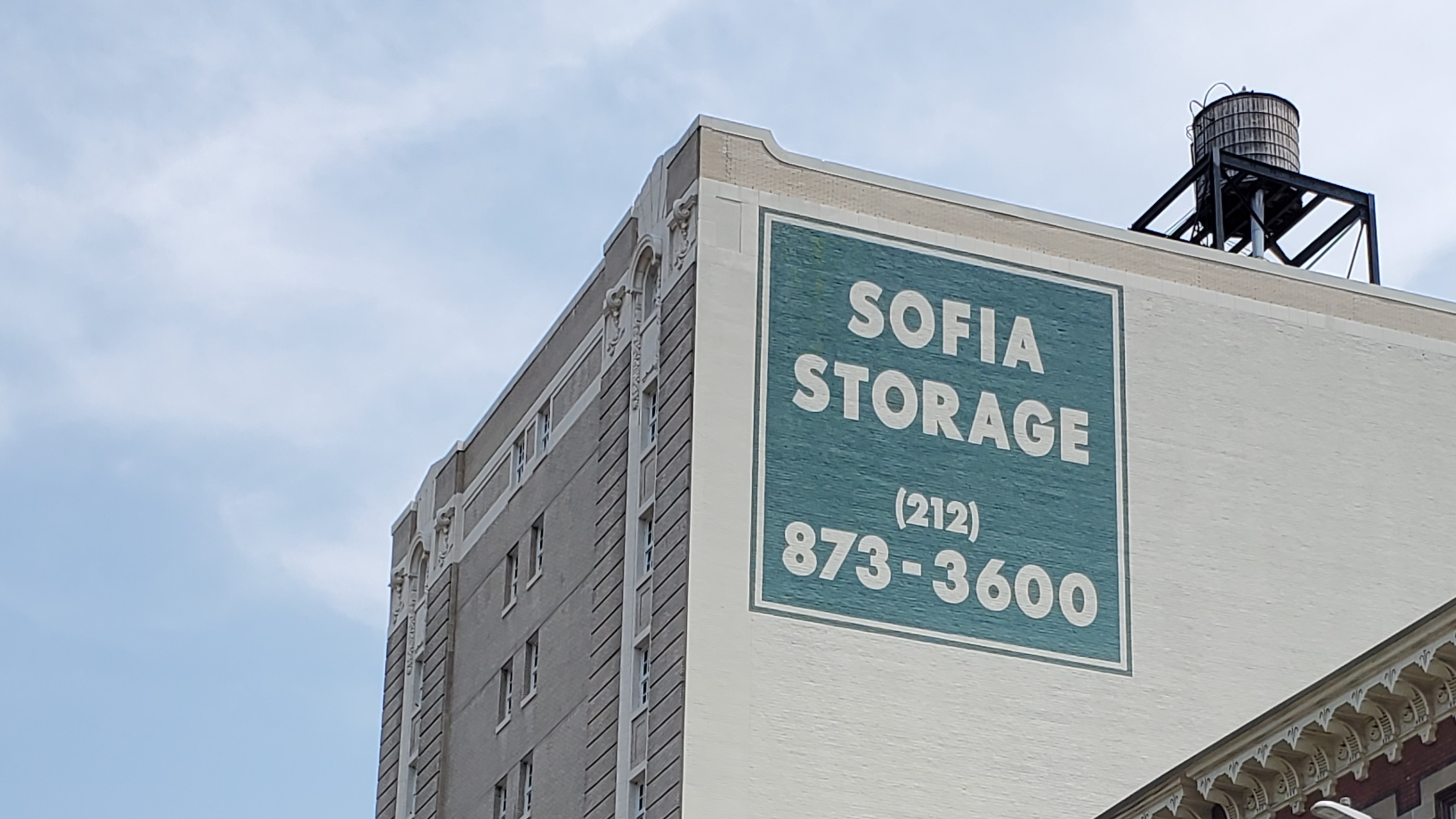 sofia storage sign on the side of a building