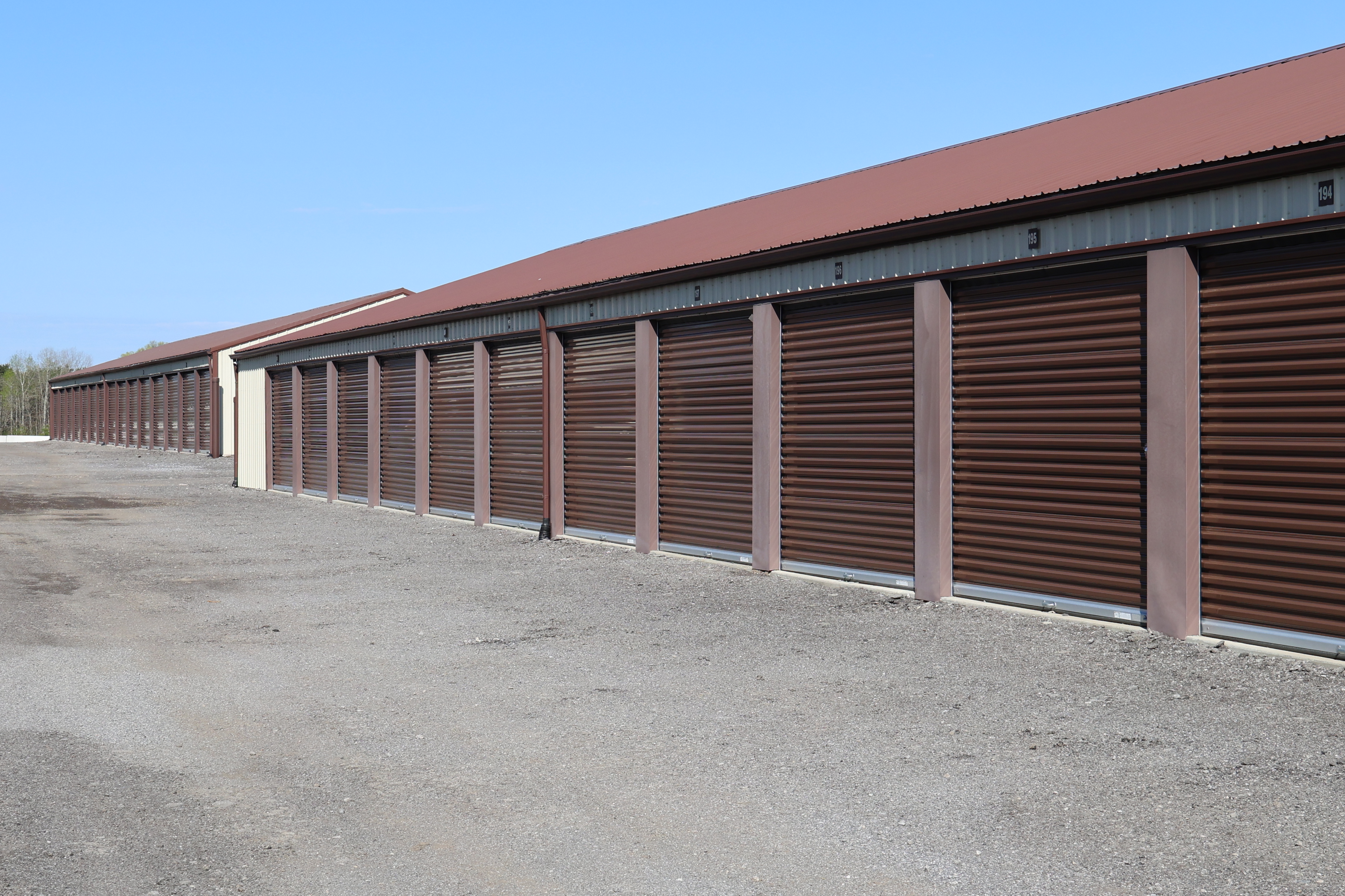 Drive-up self storage units at A-Verdi Self Storage Batavia with wide access lanes and roll-up doors