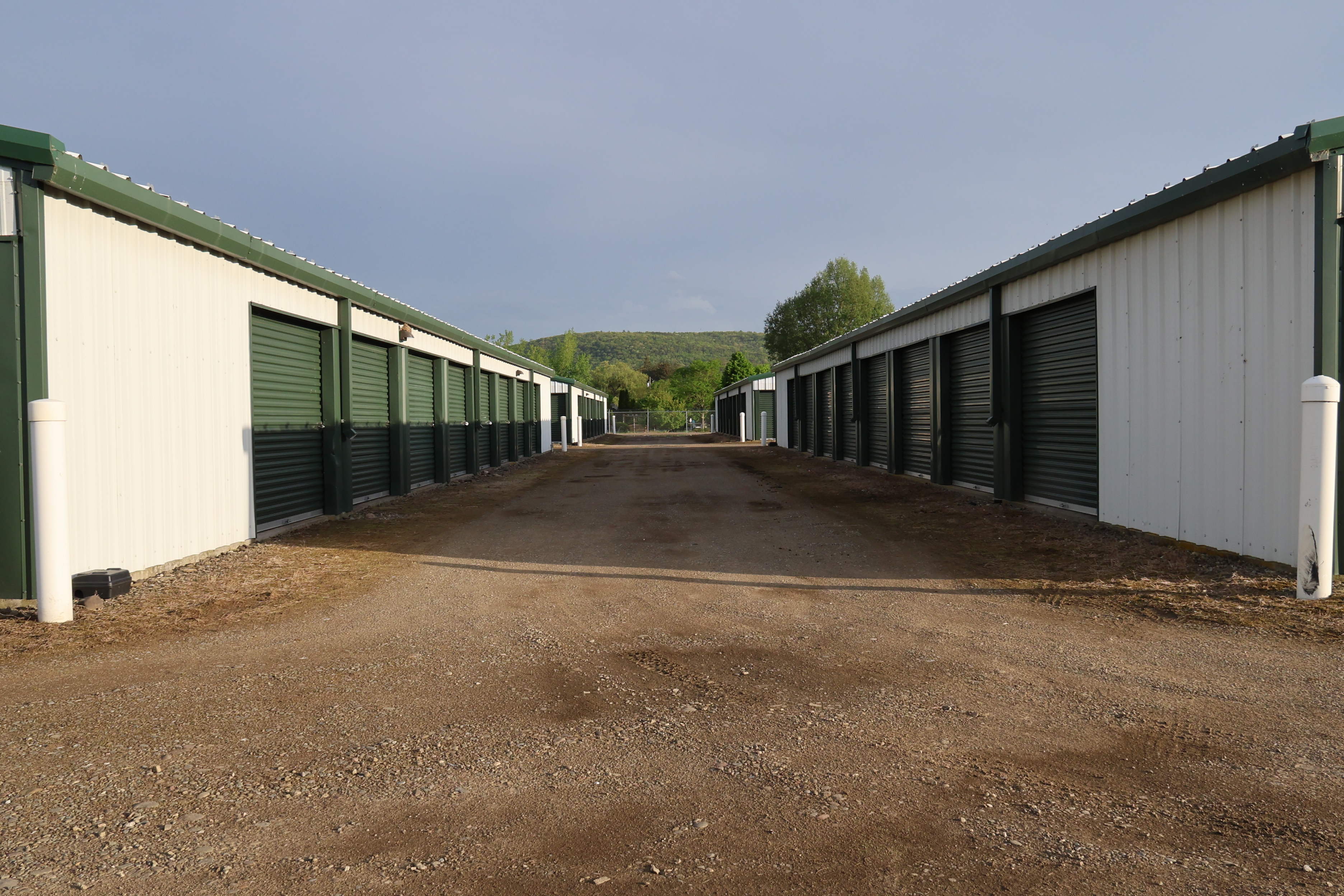 Drive-up self storage units at A-Verdi Self Storage Corning with wide access lanes and roll-up doors