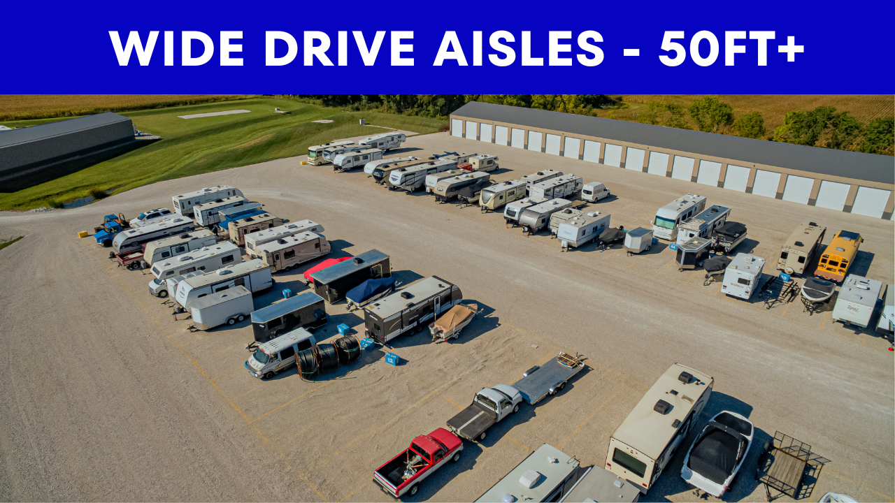 wide drive aisles for boat and rv parking in danville indiana