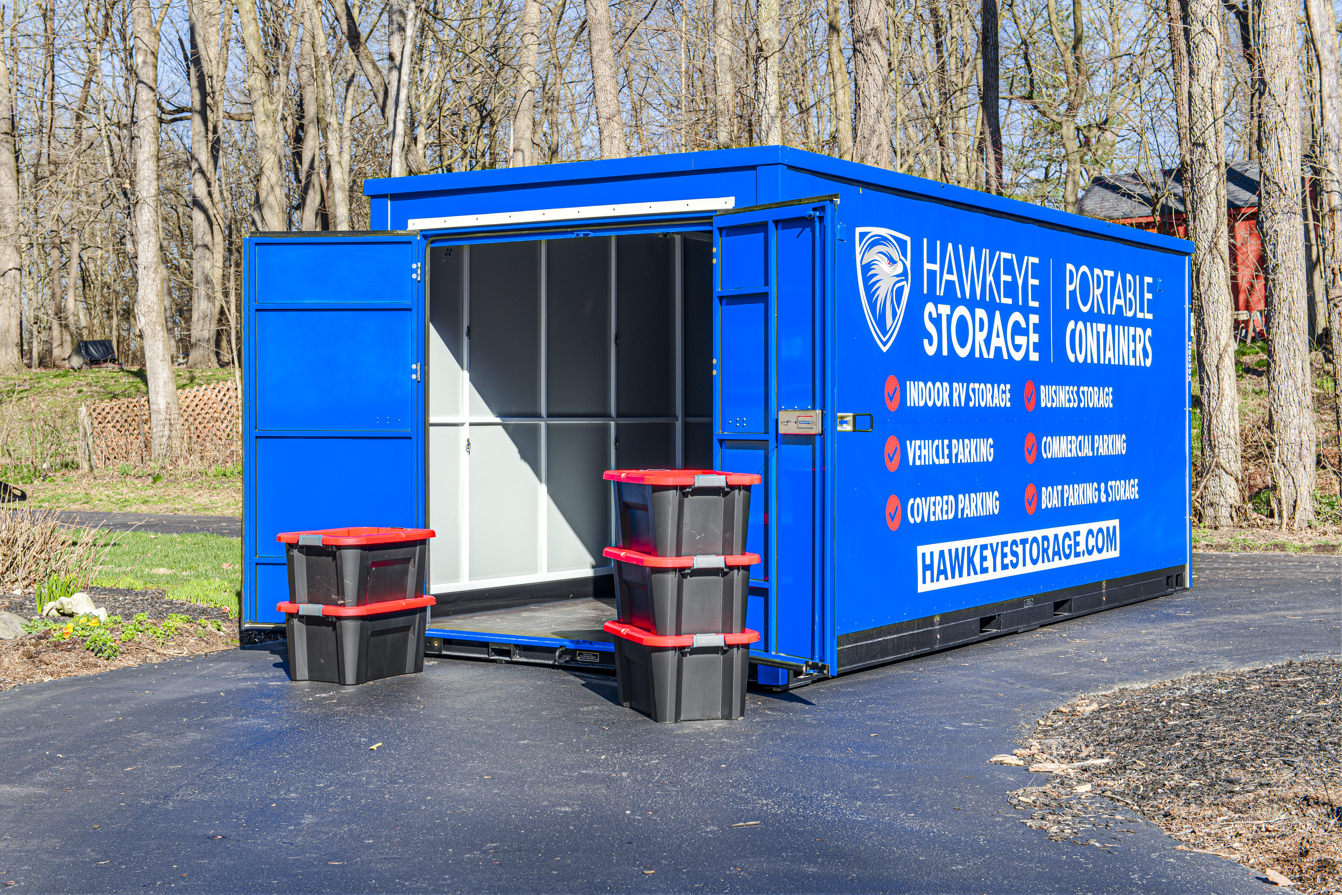 Portable Storage Container With Boxes Outside