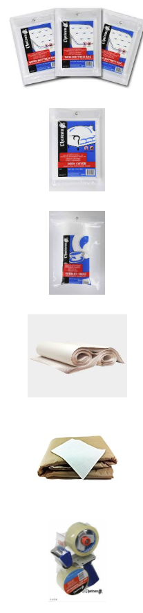 mattress pads, tape and paper