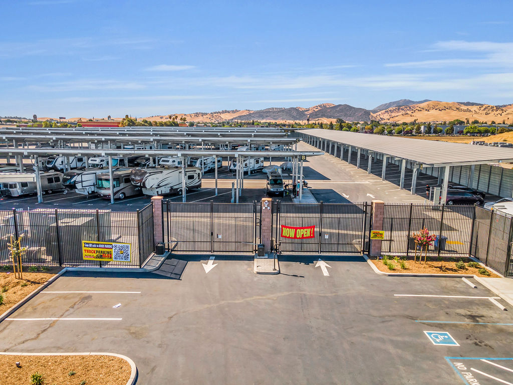 LuxeGuard RV & Boat Storage in Pittsburg, CA with secure gated entry for RVs, boats, and vehicles.