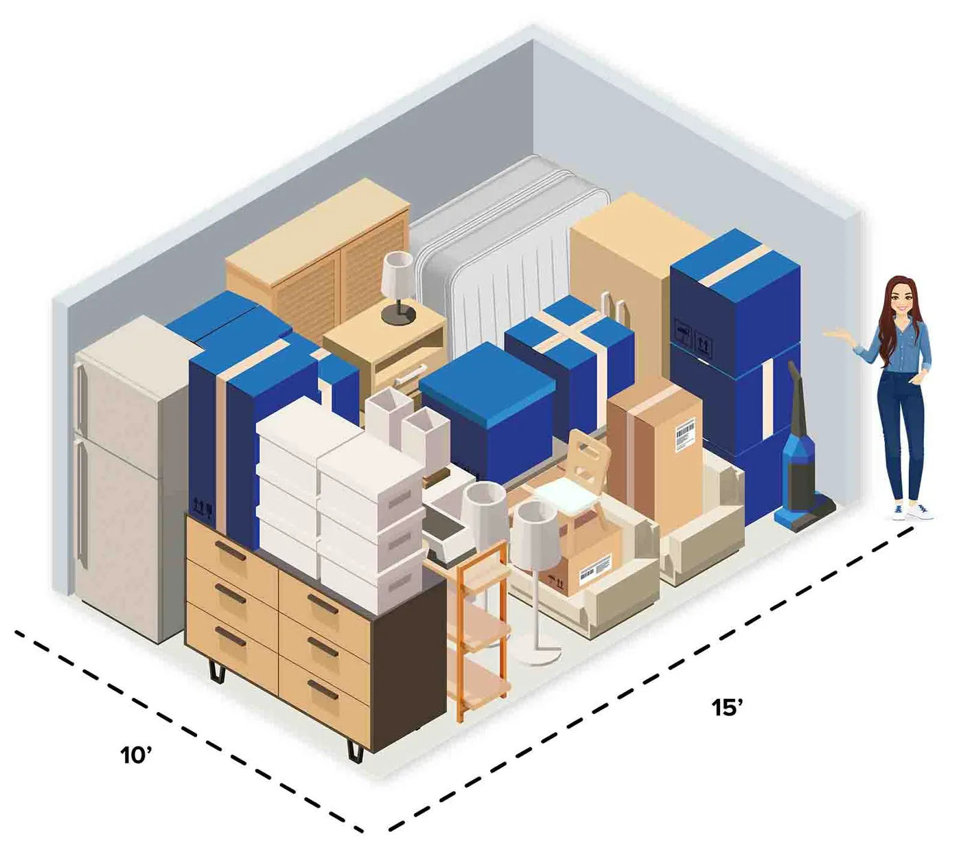 10x15 or 150 sq. ft.  This storage unit is a medium-sized space that can typically accommodate the contents of a one-bedroom home or apartment.   Some items that can be stored in a 10x15 storage unit include:   A sofa set A dining table with chairs A king-sized bed A refrigerator A washing machine   While this size could fit small boats, motorcycles, and other recreational vehicles, it's important to note that car and boat storage typically have specific requirements, so it's best to confirm with your facility before booking a unit for that purpose. At Cubix Storage, our facilities offer storage for your motor vehicle needs, we’re happy to help find the right unit for you. 10x15 or 150 sq. ft.  This storage unit is a medium-sized space that can typically accommodate the contents of a one-bedroom home or apartment.   Some items that can be stored in a 10x15 storage unit include:   A sofa set A dining table with chairs A king-sized bed A refrigerator A washing machine   While this size could fit small boats, motorcycles, and other recreational vehicles, it's important to note that car and boat storage typically have specific requirements, so it's best to confirm with your facility before booking a unit for that purpose. At Cubix Storage, our facilities offer storage for your motor vehicle needs, we’re happy to help find the right unit for you.