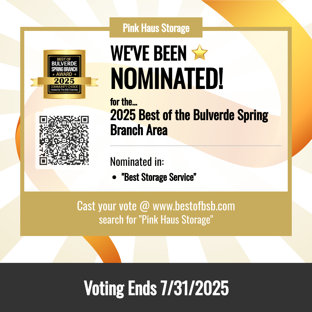 We've been nominated for the 2025 Best of Bulverde Spring Branch Area. Nominated in "Best Storage Service" We've been nominated for the 2025 Best of Bulverde Spring Branch Area. Nominated in "Best Storage Service"