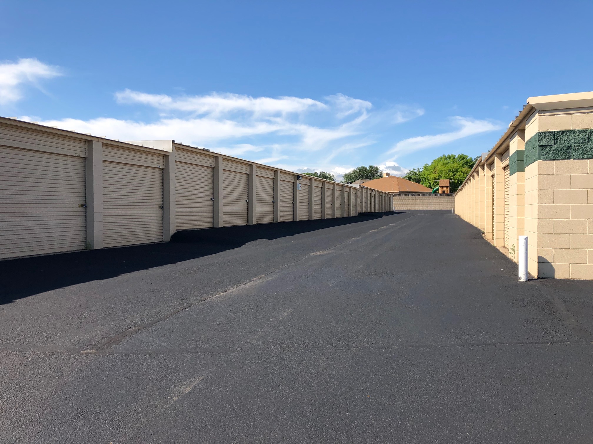 Wide aisles to access your drive up storage unit easily