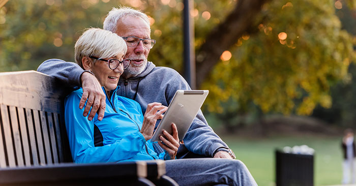 Senior couple using storage discount
