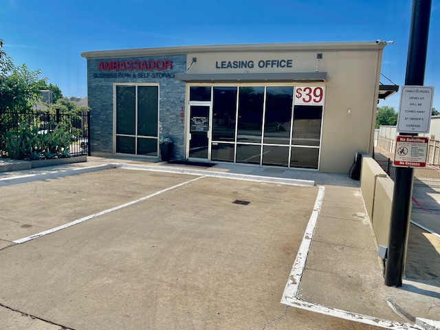 Ambassador Self Storage and Business Park front office and parking lot