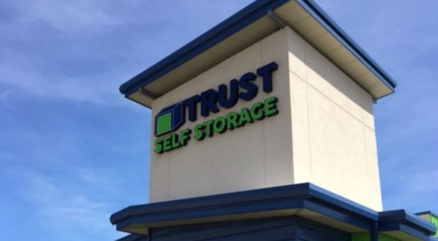 Trust Self Storage logo on building