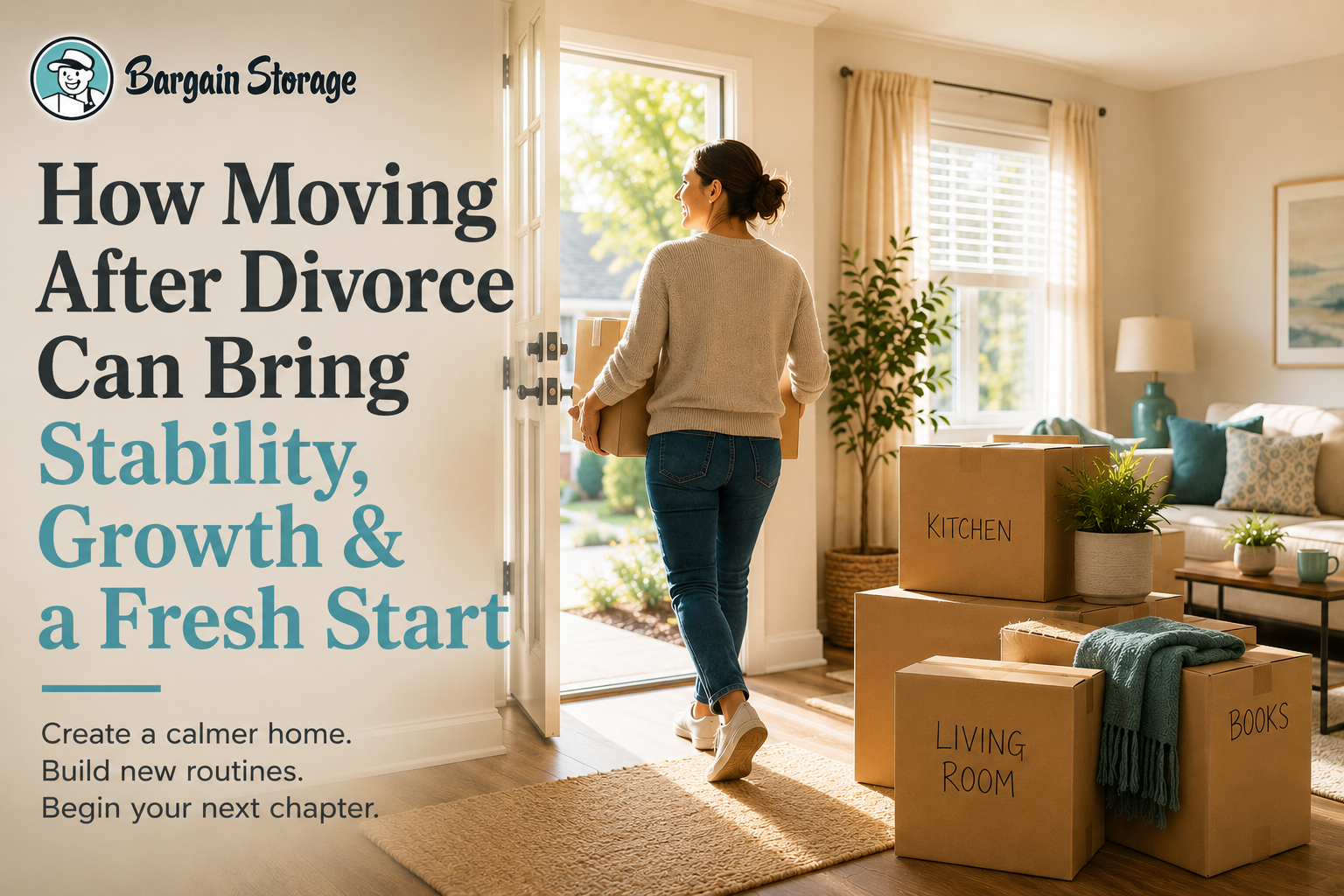 How Moving After Divorce Can Bring Stability, Growth and a Fresh Start Woman moving into a new home after divorce for a fresh start