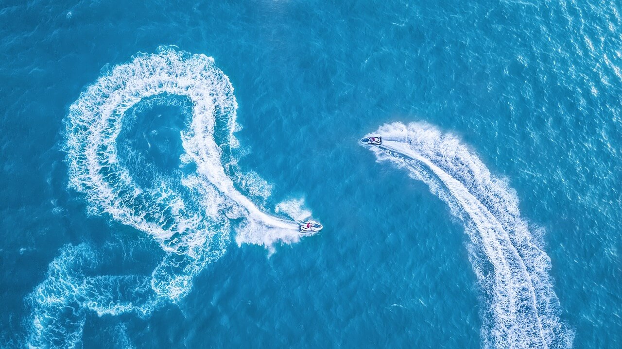 Jetskis sea surface aerial view