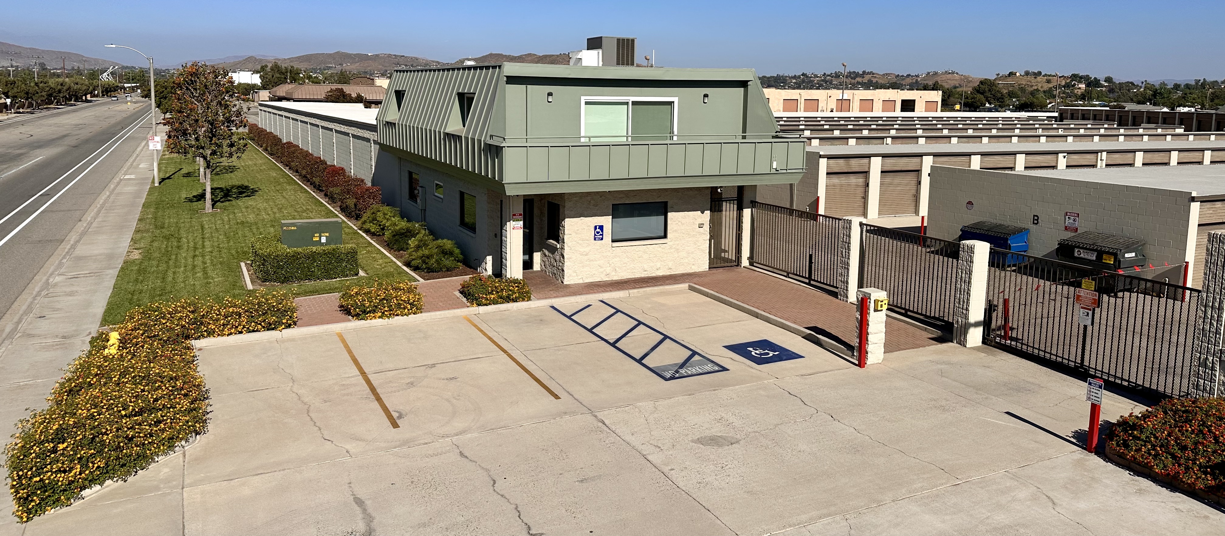 Office and enclosed units overview Jurupa Valley, CA