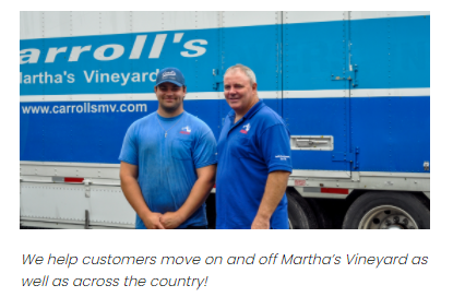 men in front of Carroll's Marthat's Vineyard truck