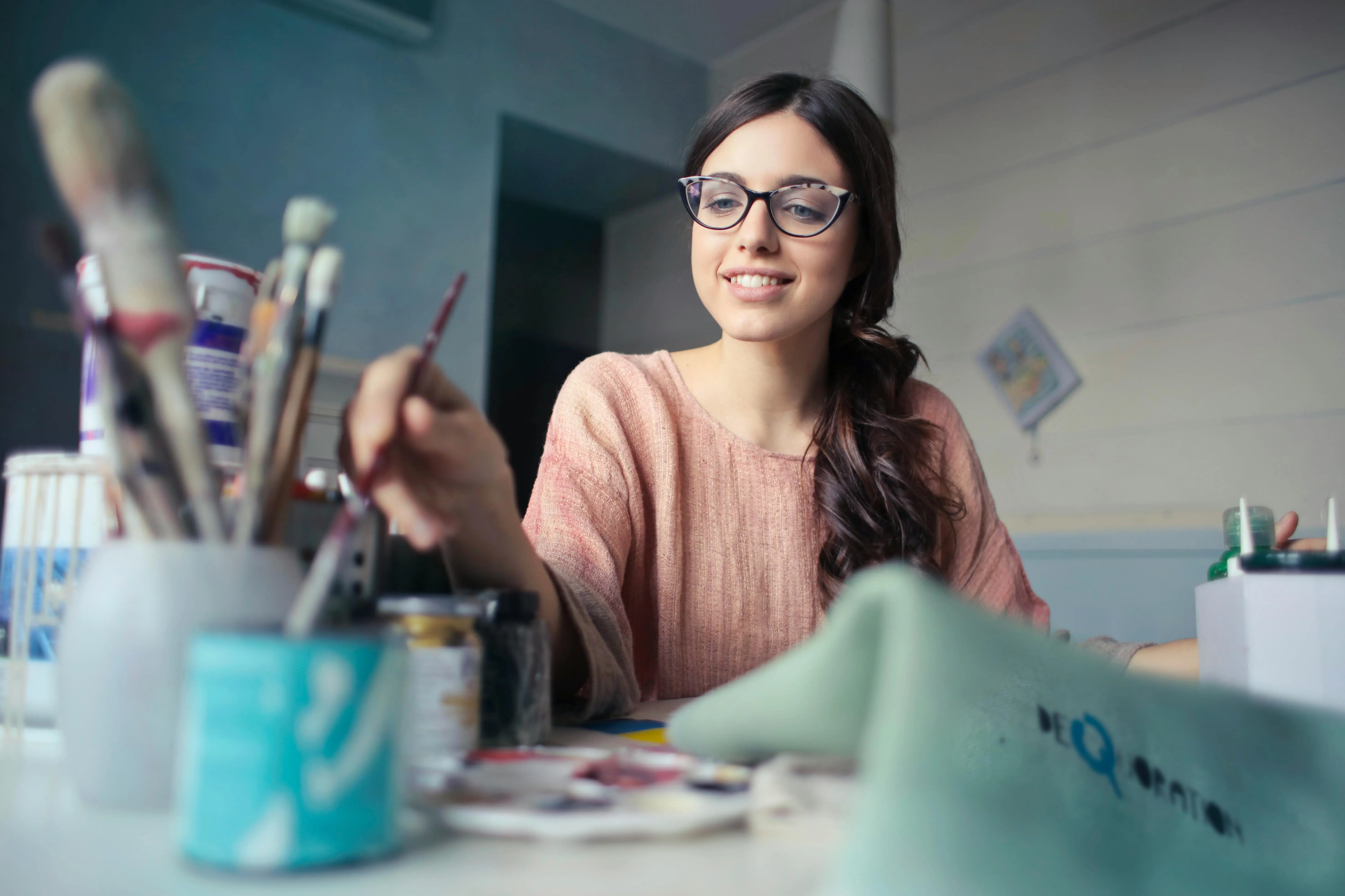 lady with paintbrush