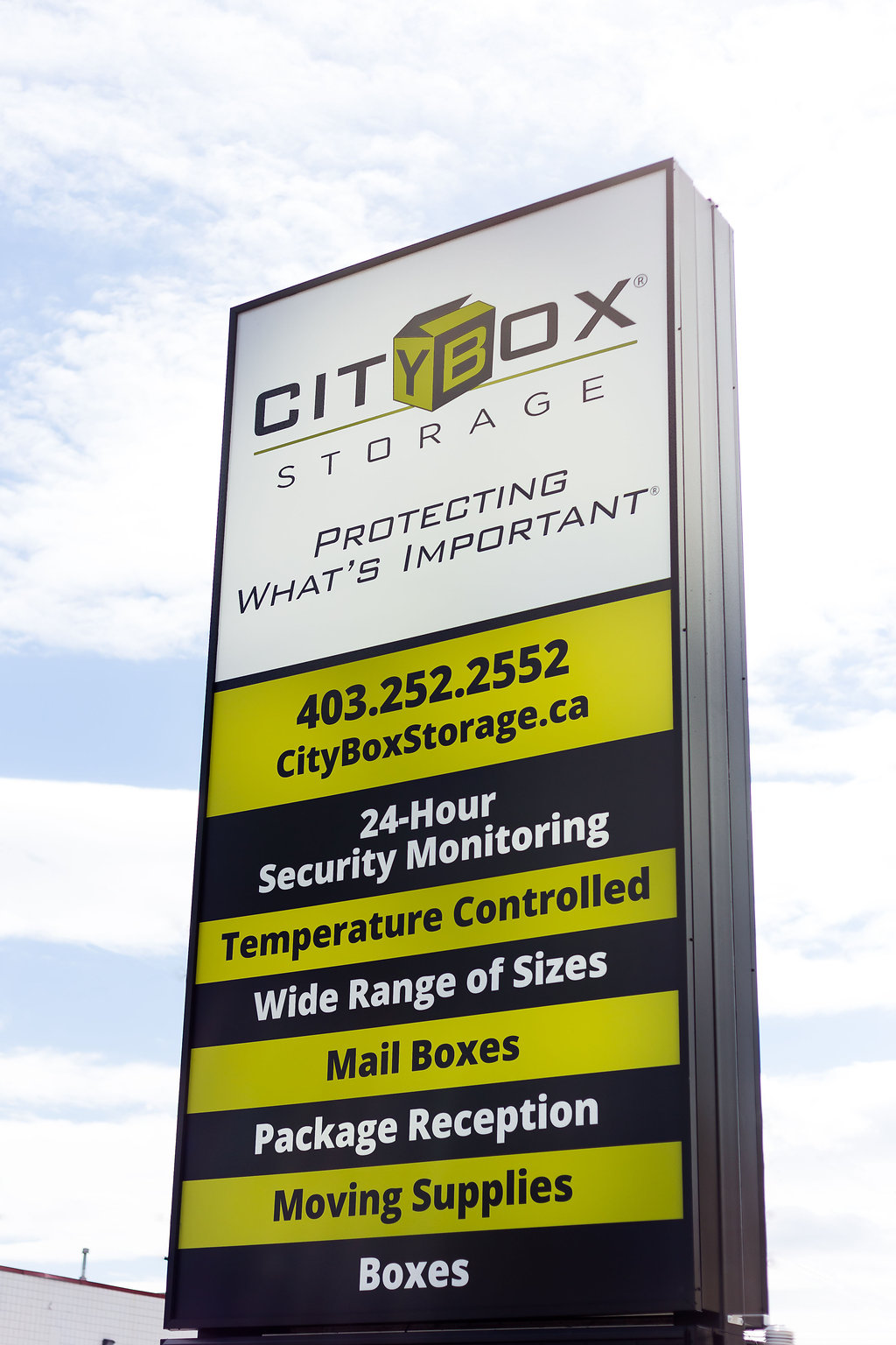 front sign to citybox storage in calgary