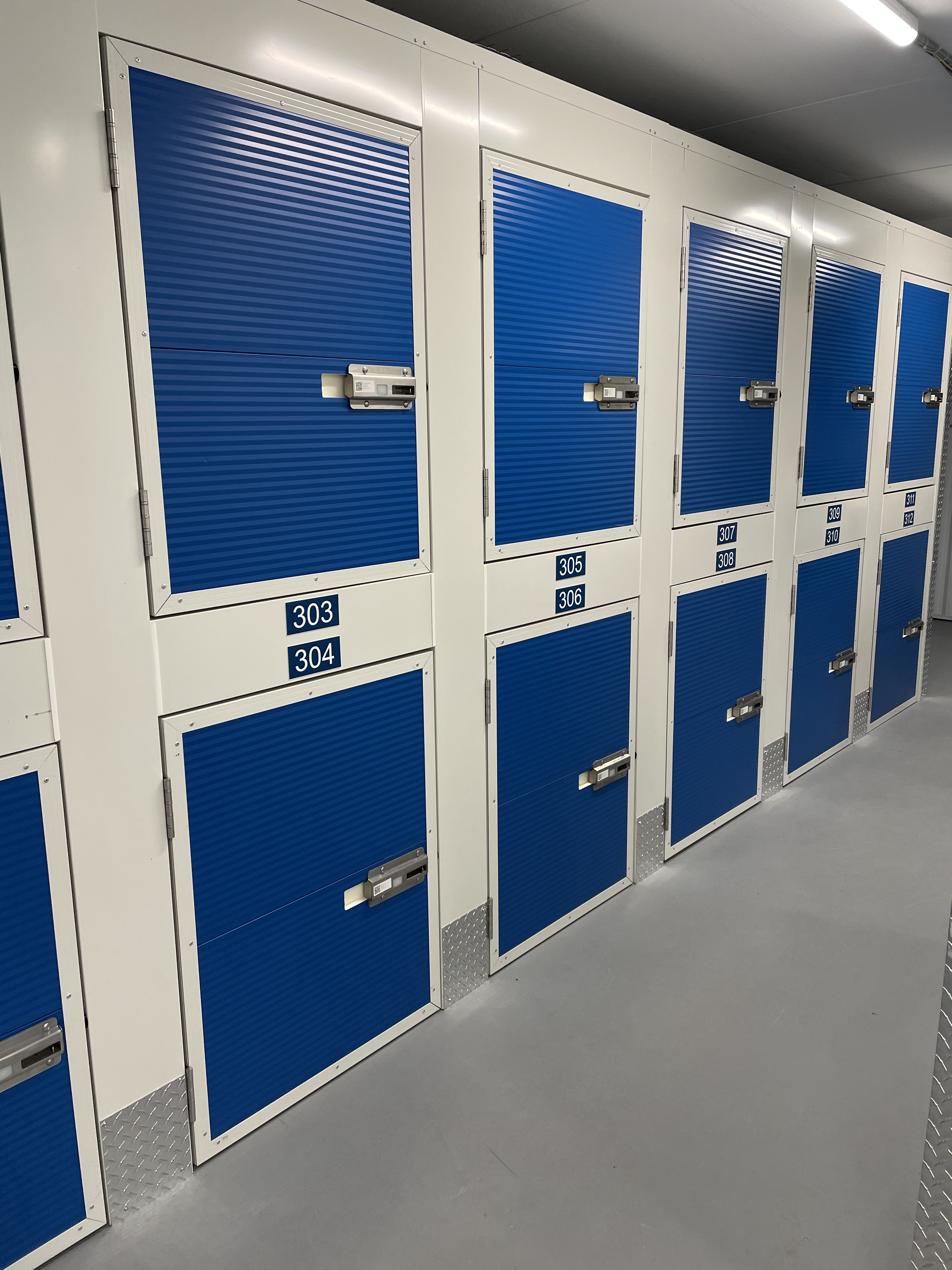 hallway of storage lockers