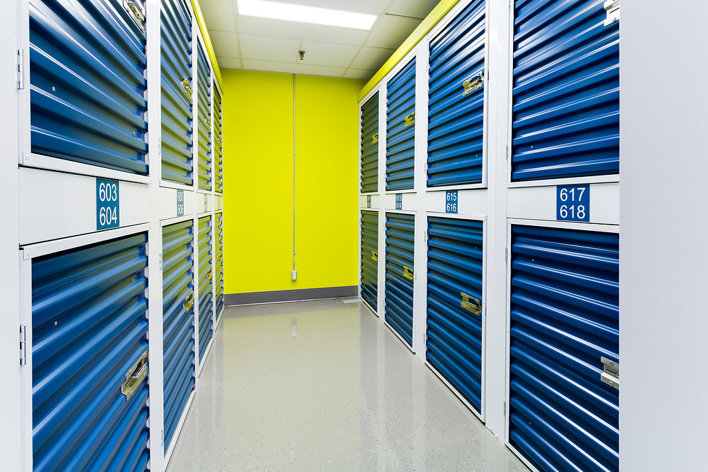 hallway of interior access storage lockers