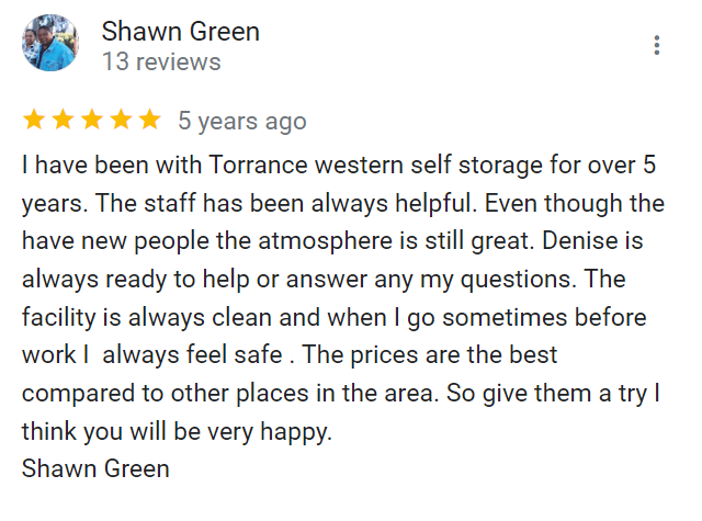 Torrance Western Self Storage - Google Review 1