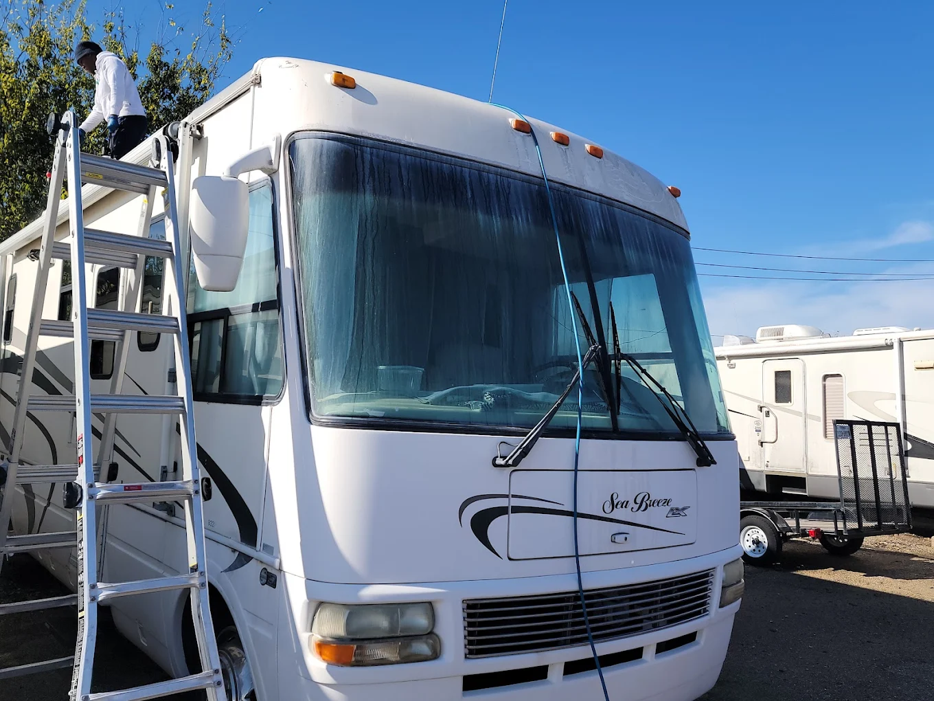 Front of parked RV