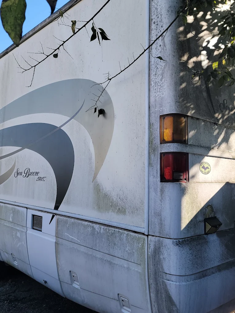 An RV parked at a storage facility in Houston