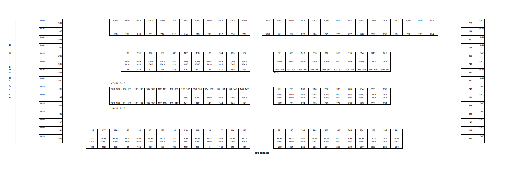 facility map of midfield mini storage