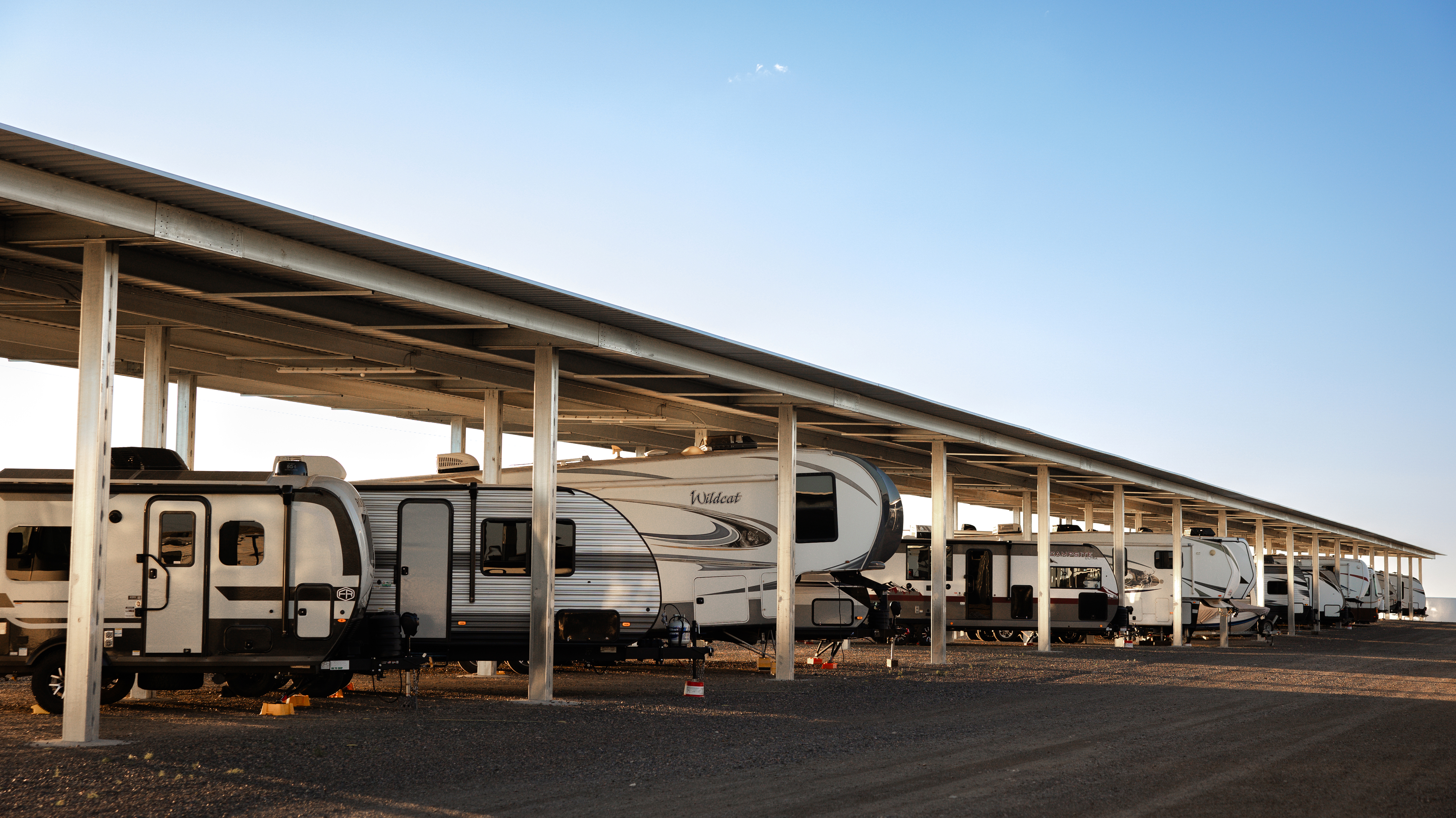 Covered Parking Aisles in Cheyenne WY at I-25 RV Storage