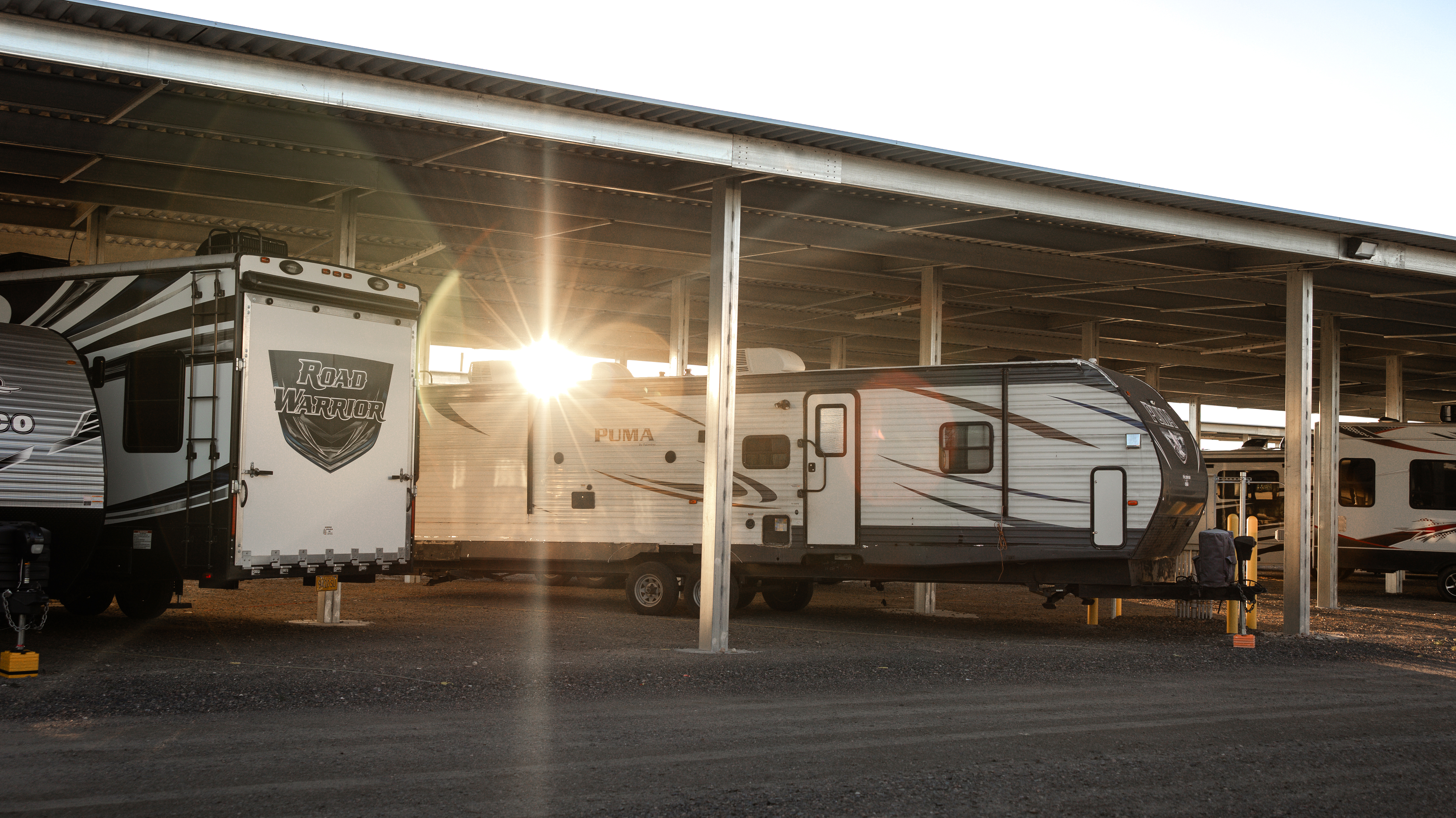 Covered Parking Aisles in Cheyenne WY at I-25 RV Storage