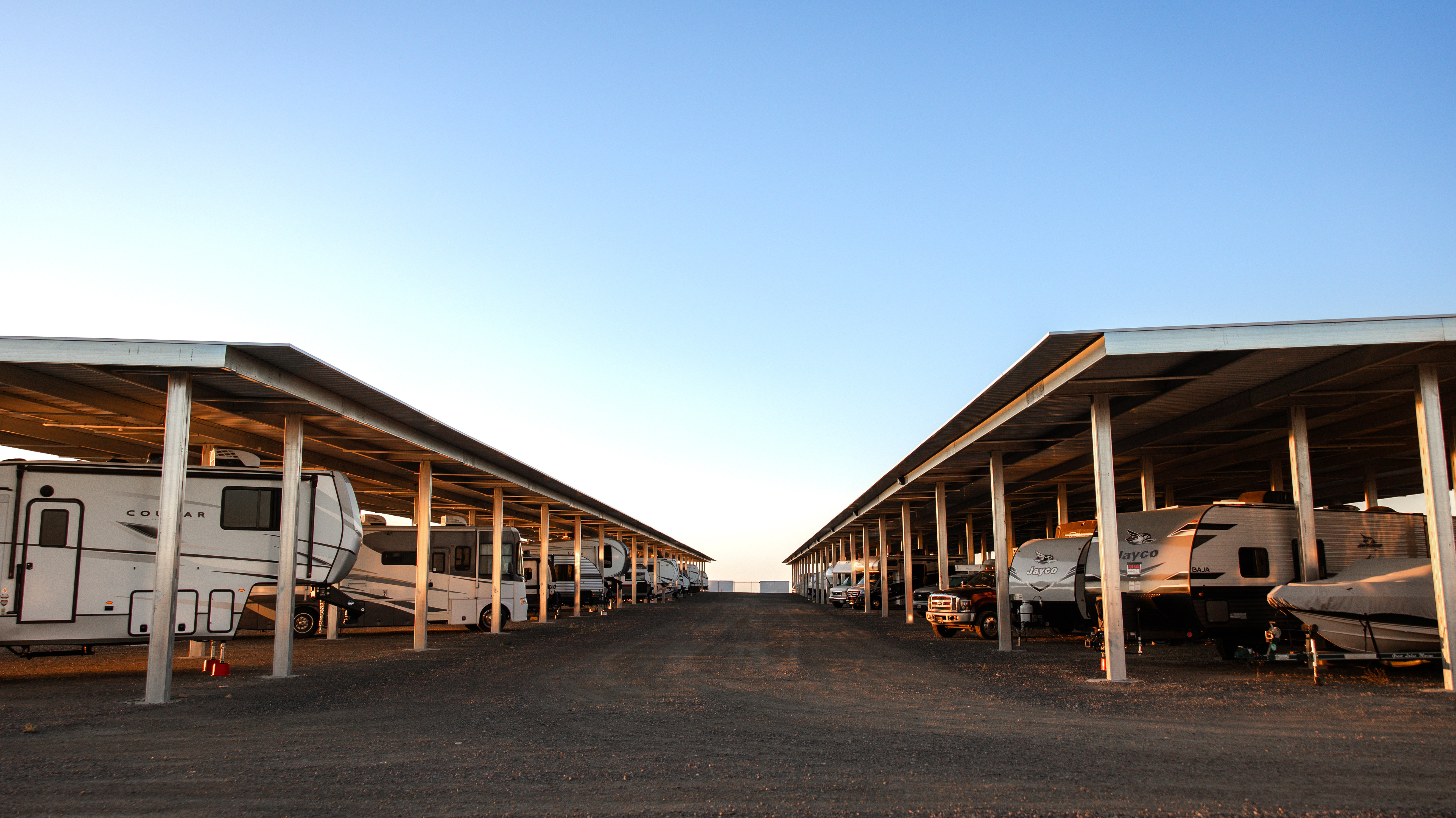 Wide Parking Aisles in Cheyenne WY at I-25 RV Storage