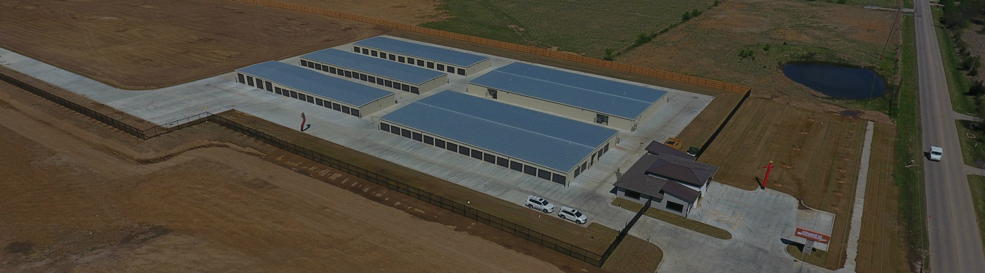 Overhead view of Arrowhead Self Storage units in Glenpool, OK