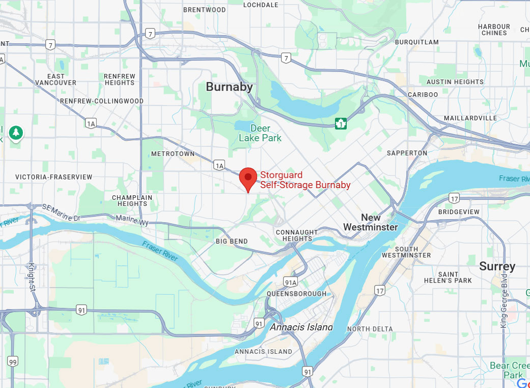 Map to Storguard Burnaby, 7550 Gilley Ave, Burnaby, BC V5J 4X5