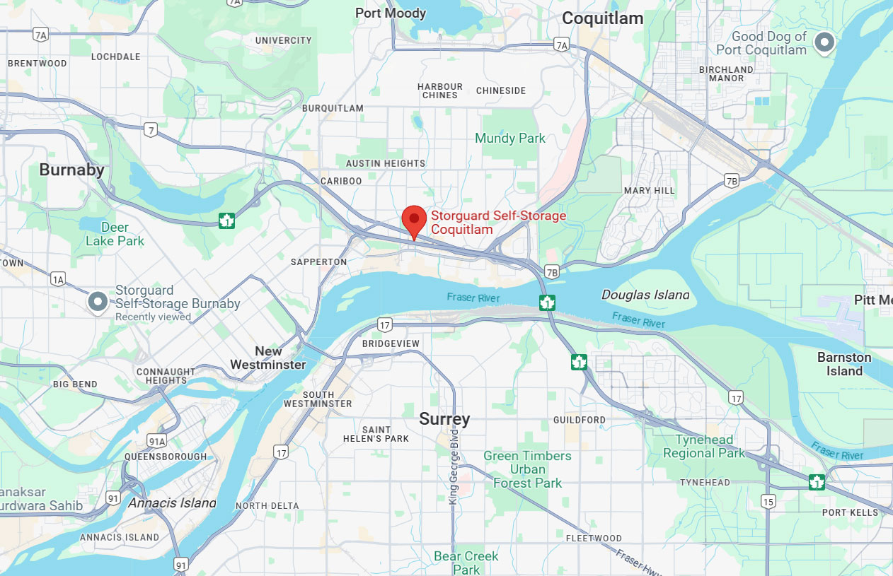 Map to Storguard Coquitlam, 1101 Woolridge St, Coquitlam, BC V3K 0E6