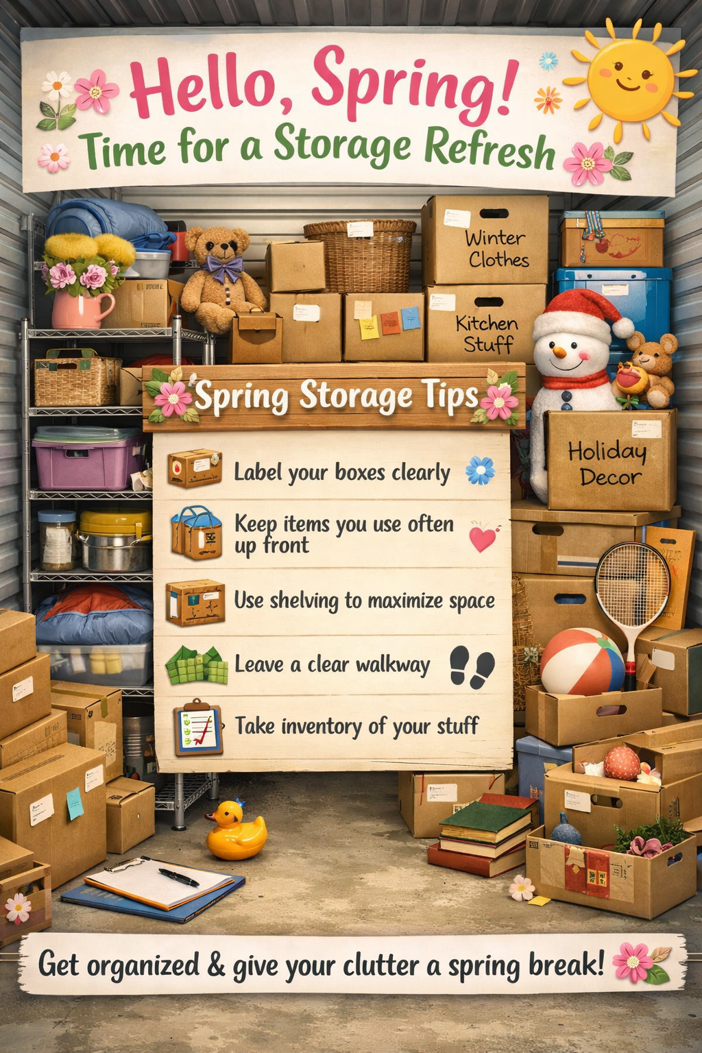 Spring Storage Unit Storage Tips Hello, Spring! Time for a Storage Refresh | Redskins Storage LLC