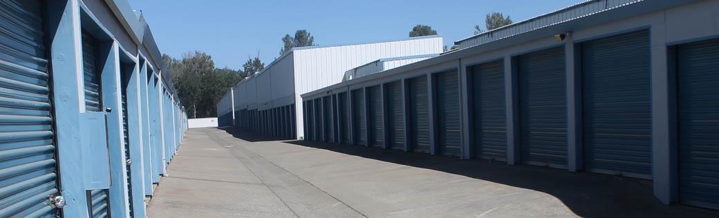 wide aisles between storage buildings at Sentry Storage 4041 Wild Chaparral Dr