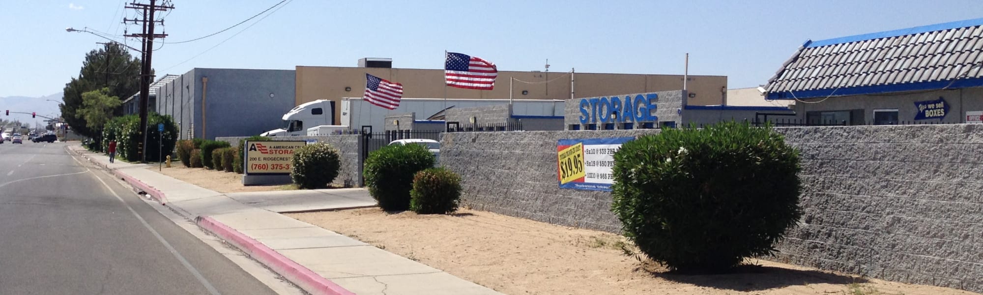 Front Entrance for A-American Self Storage in Ridgecrest, CA