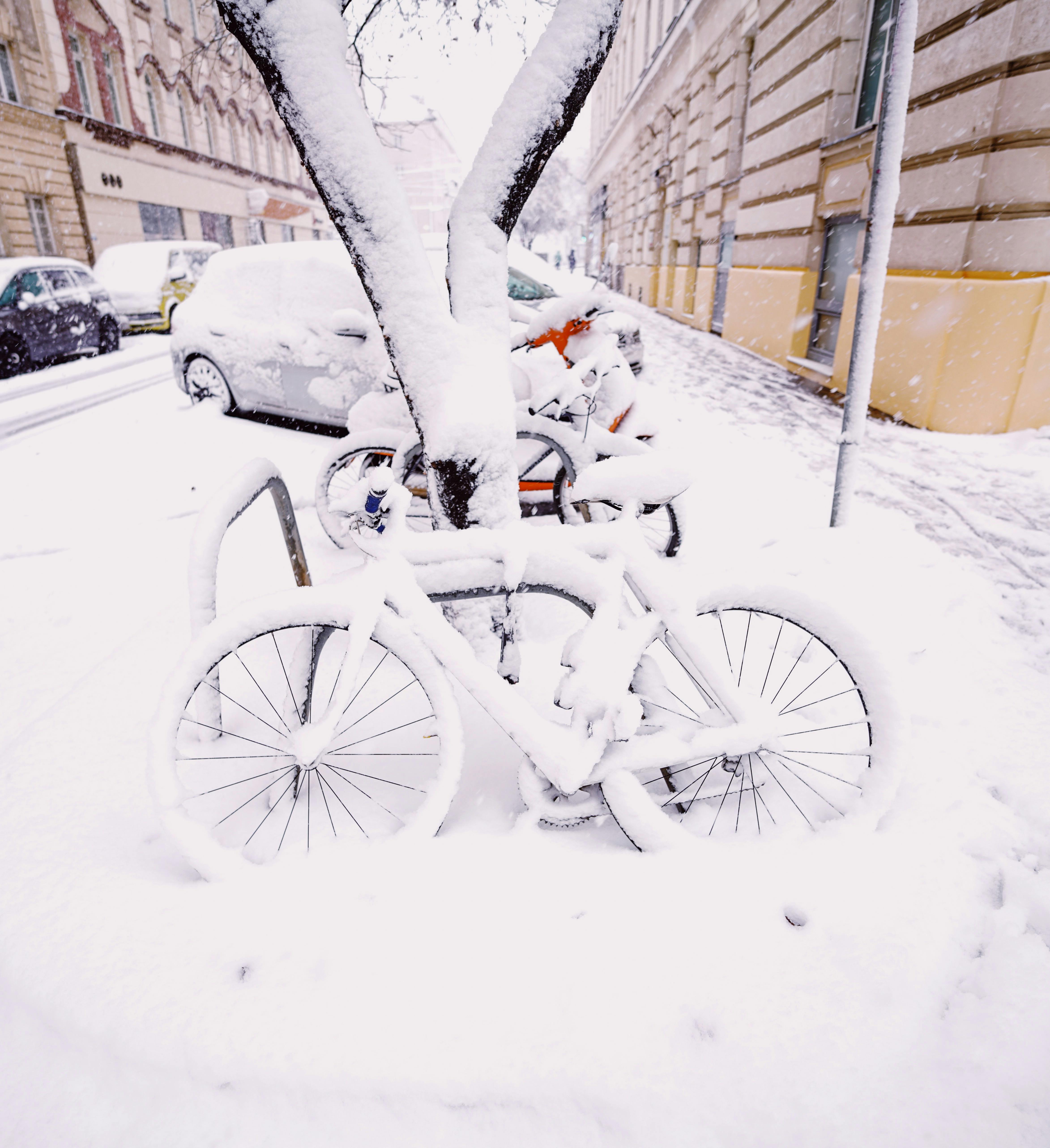 Snow covered bike