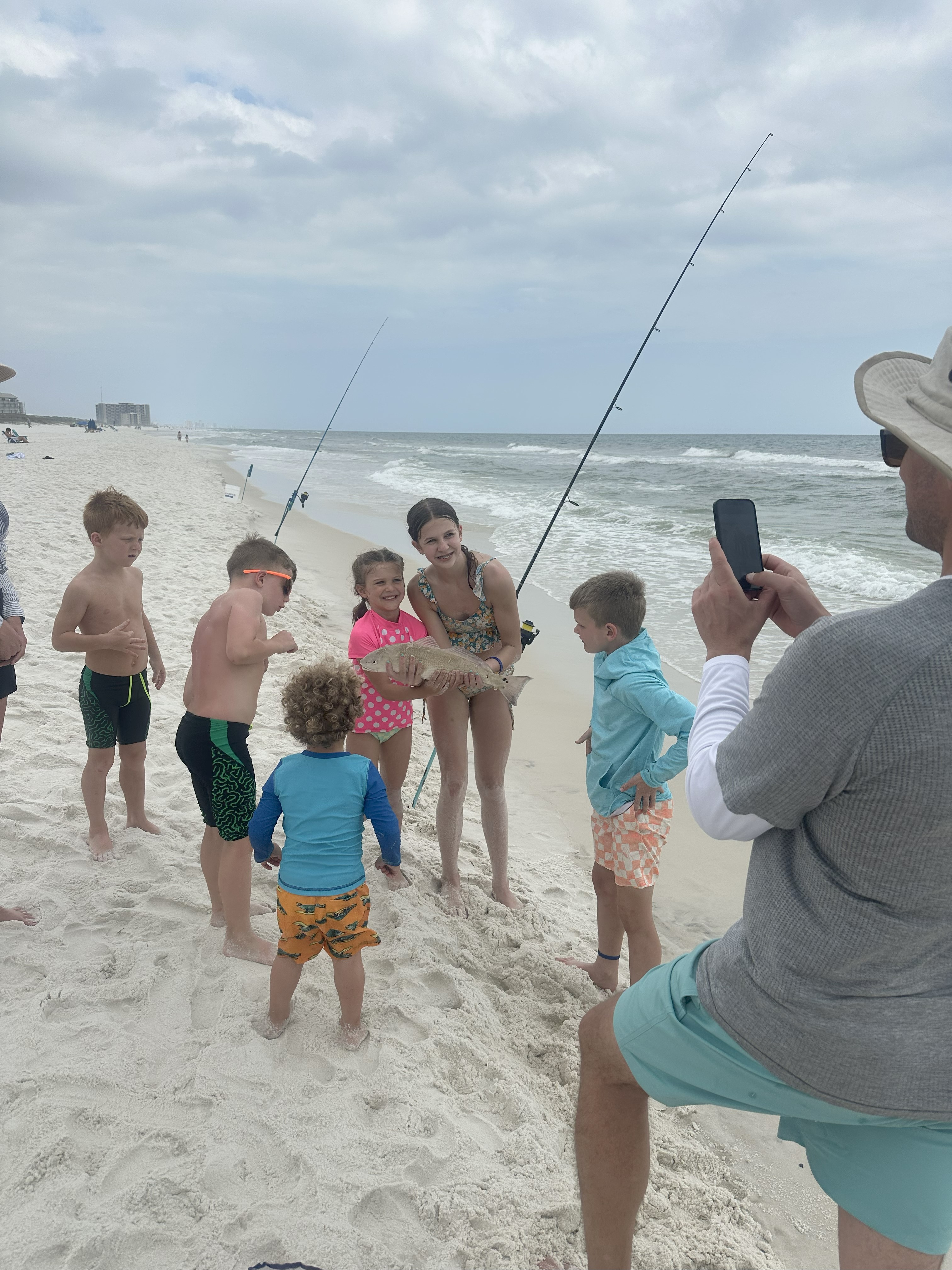 Happy Children Group Surf Fishing in Santa Rosa Beach, FL