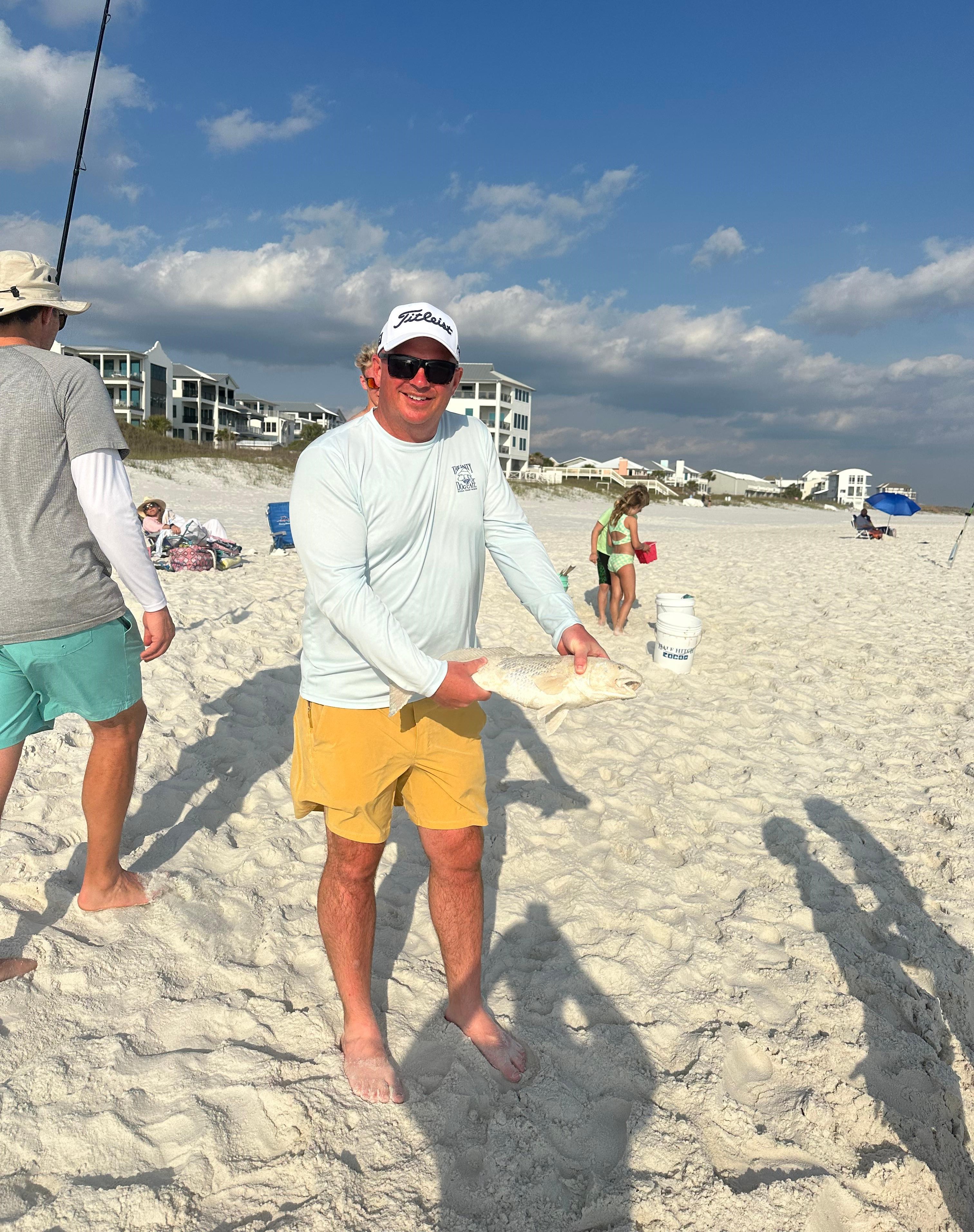 Happy Man Surf Fishing in Santa Rosa Beach, FL