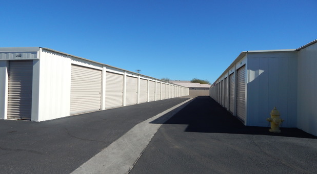 Wide aisles at Guardian Self Storage