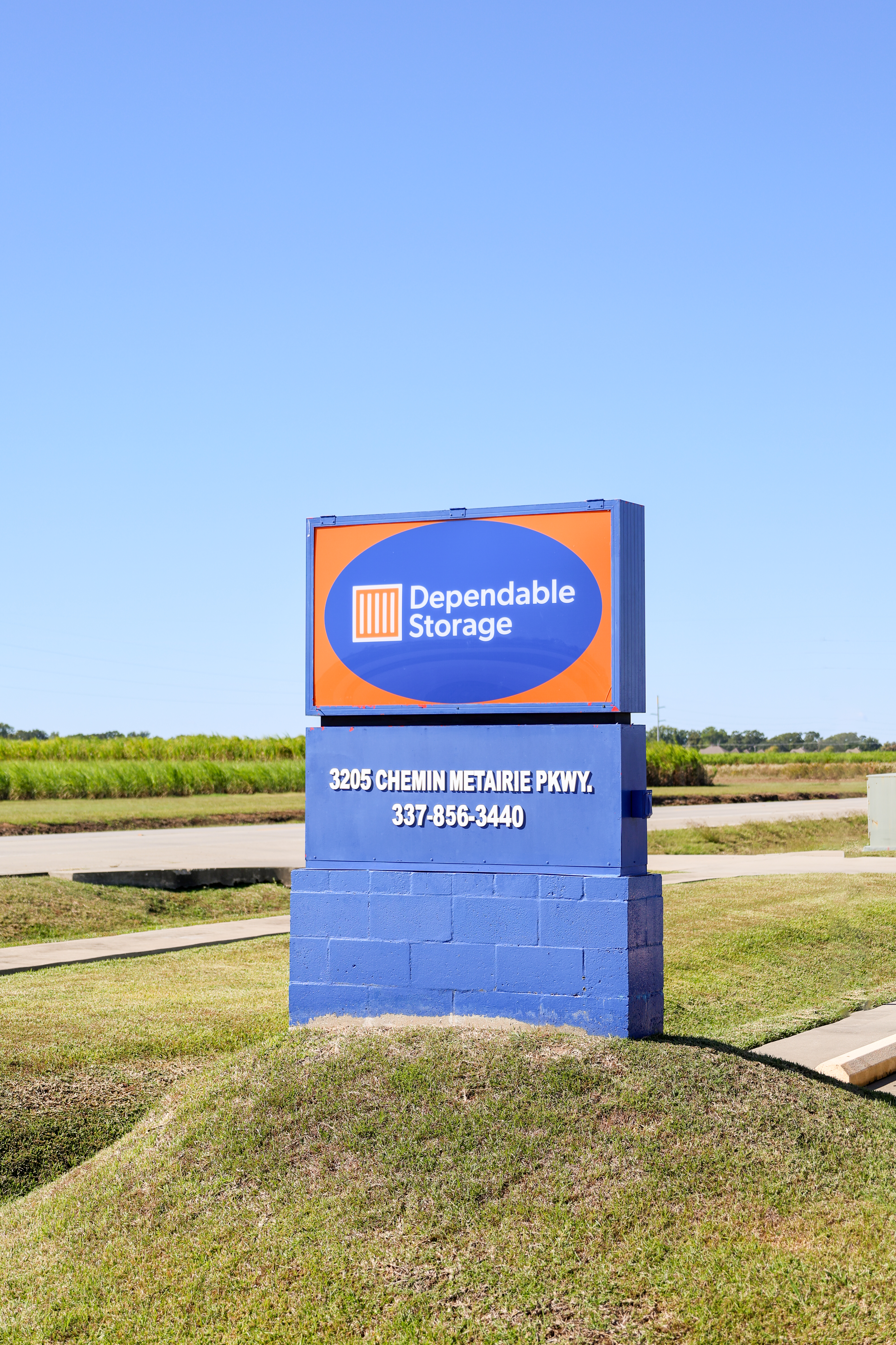 Dependable Storage Youngsville Louisiana facility sign near highway entrance