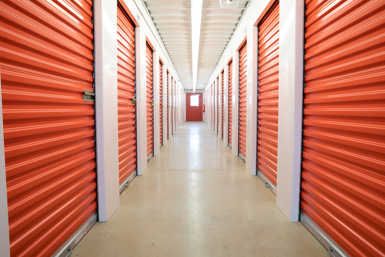 hallway of interior access storage units