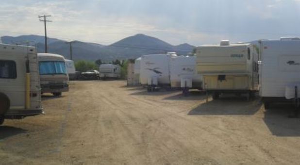 RVs parked in a self storage lot