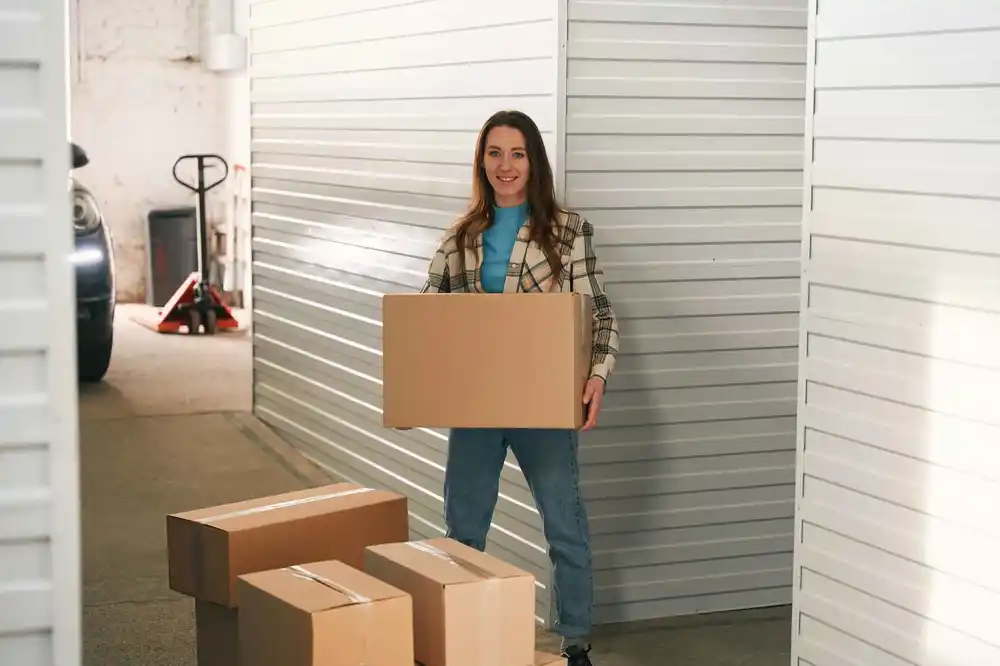 Woman holding a storage box