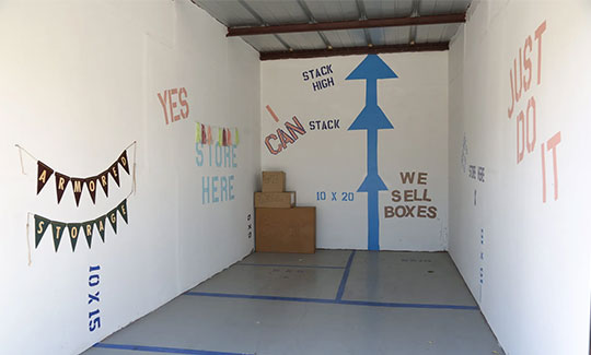 drive up storage unit with boxes