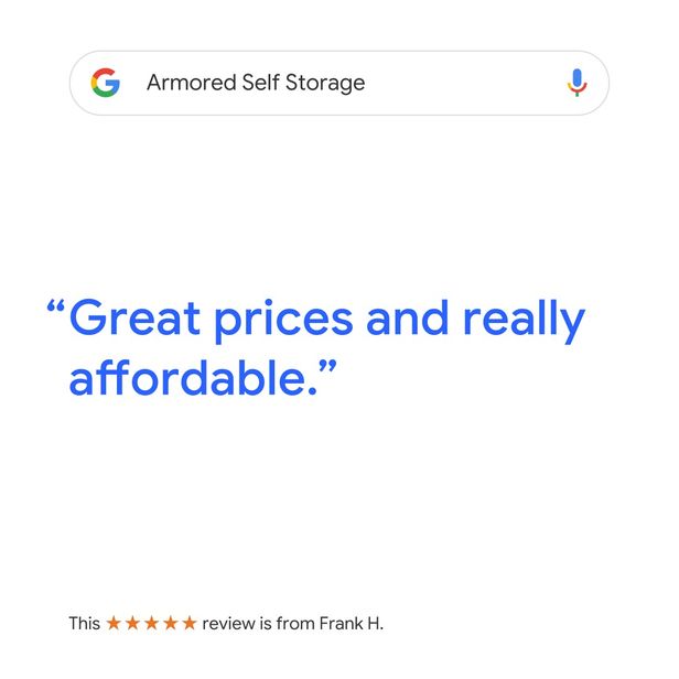 Google Review for Armored Self Storage