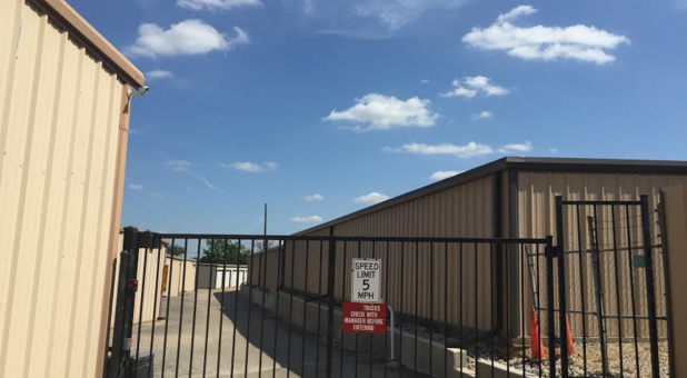 Gated and secure storage in Mansfield, TX Security gate at Todd Self Storage